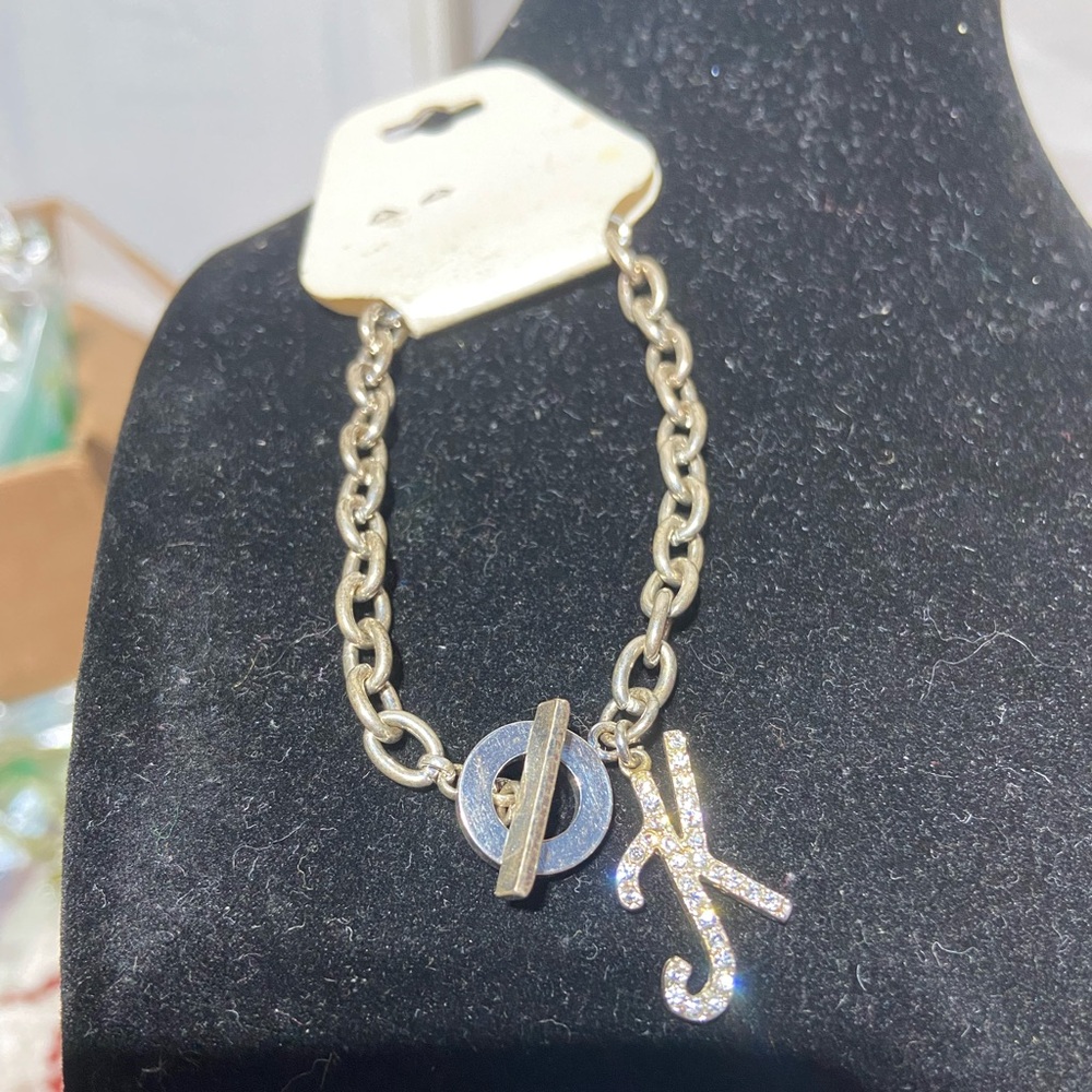 Gallery 21, Rhinestone “K” Charm Bracelet.